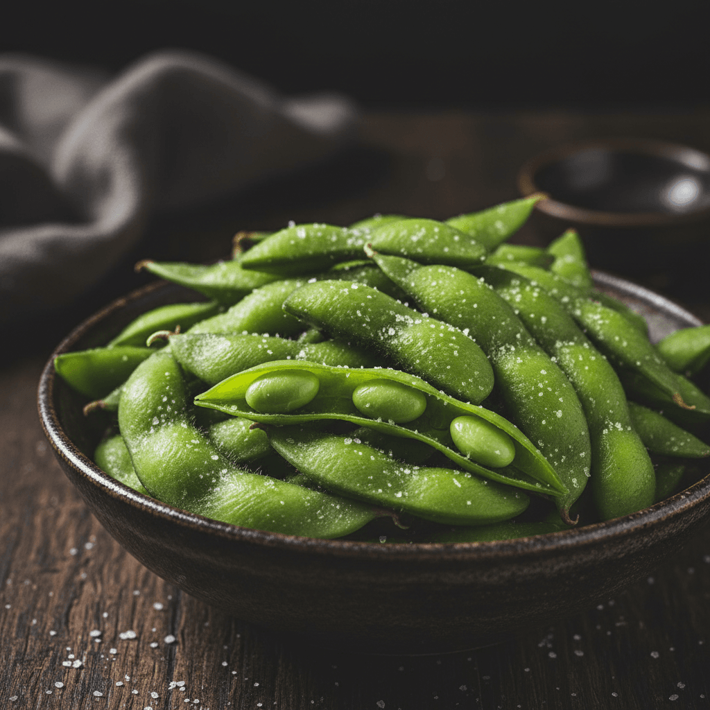 Boiled edamame pods