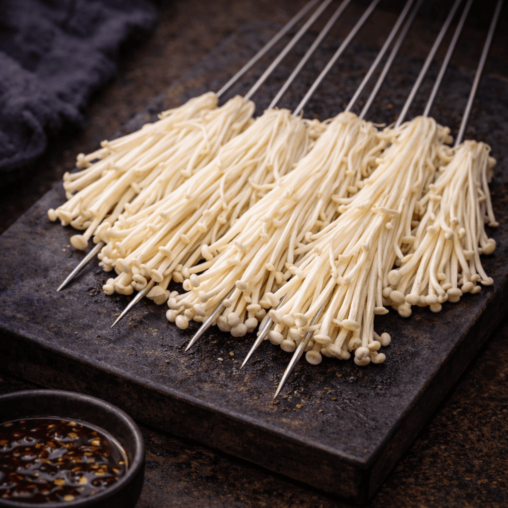 Enoki mushrooms for hot pot